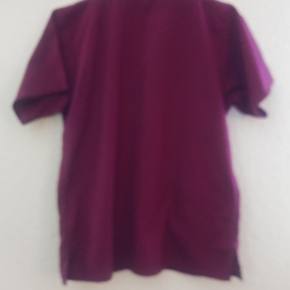 Scrub Top - (2/$10) Burgandy Button Down - Picture 4 of 9